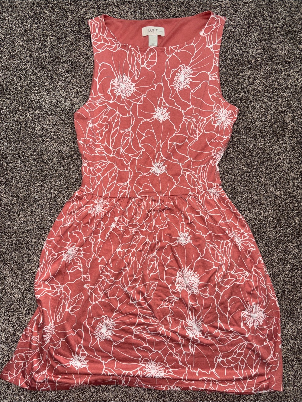 LOFT Coral-Pink Floral Sleeveless Fit & Flare Dress